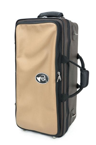 Cover in leather dark brown and beige with black MB logo