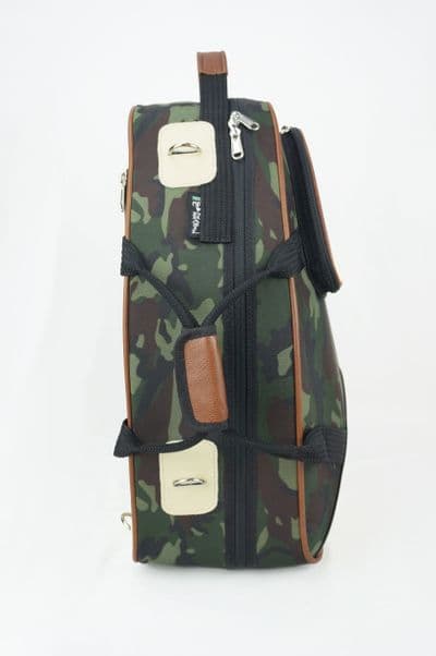 Cover in camouflage nylon and ivory leather