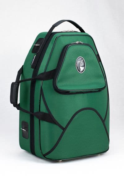 Capa em nylon verde escuro e logo padrão