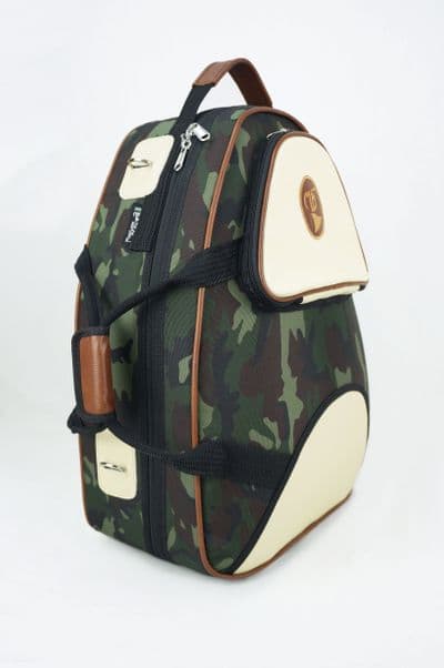 Cover in camouflage nylon and ivory leather