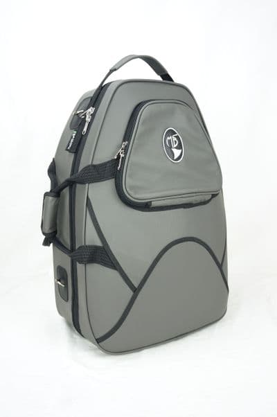 Cover in gray leather with embroidered logo