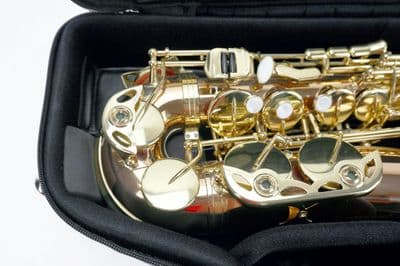 Detalhe do estojo soft interno para saxofone alto