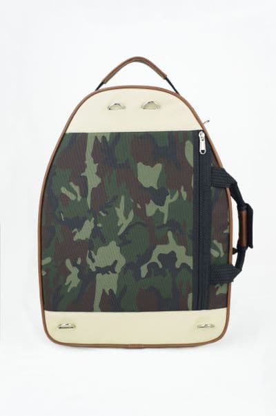 Cover in camouflage nylon and ivory leather