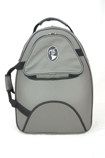 Cover in gray leather with embroidered logo