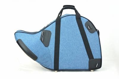 Cover in nylon cationic blue, trim in black nylon and metal logo