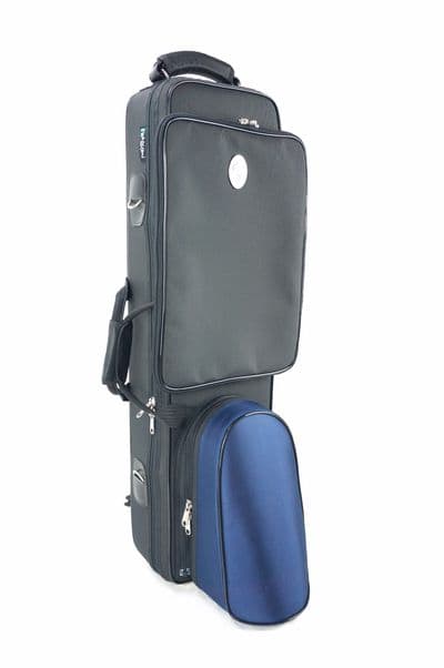 Case with sheet music bag and case for bell connected by a detachable zipper system