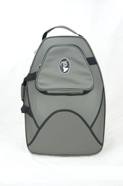 Cover in gray leather with embroidered logo