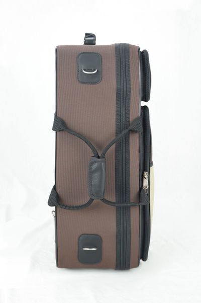 Cover in nylon brown and beige with metal logo