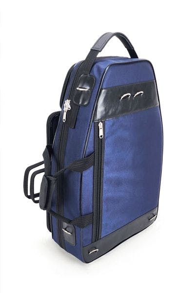 Exterior of the case in Blue and Grey Nylon