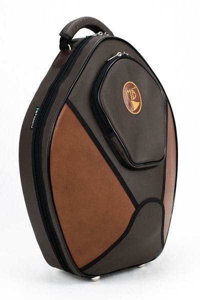 Cover in leather dark brown and brown 2016 and brown logo