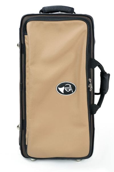 Cover in leather dark brown and beige with black MB logo